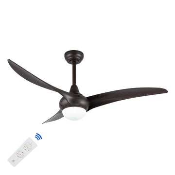 Aviator 52" Coastal Vintage Iron/Plastic Mobile-App/Remote-Controlled 6-Speed Retro Swirl Integrated LED Ceiling Fan